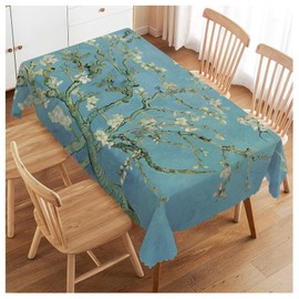 Walmsco Tablecloth White Floral Retro Painting Decor For Dining Room Kitchen Rectangular Table Cover 132 * 178cm