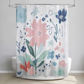 Allure Home Creation Summer Flower Polyester Fabric Printed Shower Curtain 70"x72"