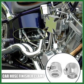 Motoforti 4pcs AN10 Hex Car Hose Finisher Flexible Rubber Pipe Clamp with Screw Band Adapter Fitting for Oil Fuel Water Tube Silver Tone Long-lasting