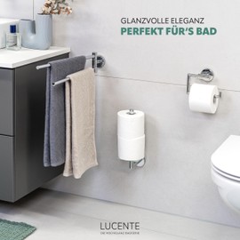 bremermann Lucente Bathroom Series Replacement Toilet Roll Holder Chrome-Plated Stainless Steel High Gloss with Glass Base