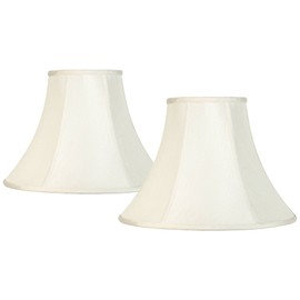 Set of 2 Bell Lamp Shades Cream Medium 7" Top x 16" Bottom x 12" High Spider with Replacement Harp and Finial Fitting - Imperial Shade