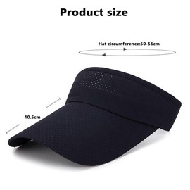 N-KONGJIAN Adjustable UV Protection Travel Tennis Caps, Sports Visor Golf Beach Visor Cap, Wide Brim Sun Visor Hat for Women Men （Black