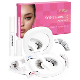 Natural Look Soft Magnetic Eyelashes - Upgrade Reusable Magnetic Eyelashes, Easy To Wear and Remove Soft Magnet Lashes with Applicator Lash Fixer, No Glue Needed by EMEDA(Natural)