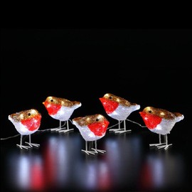 Noma Acrylic Robins Light String : Flock of 5 : Plug in : 13cm : 40 LED : 6920322