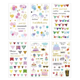 Abon Abon Deco Stickers Garland, Birthday, Colored Paper, Notebook, Album, Trading Card (Set of 6 Types) Happy Birthday Balloons, Balloons Stickers