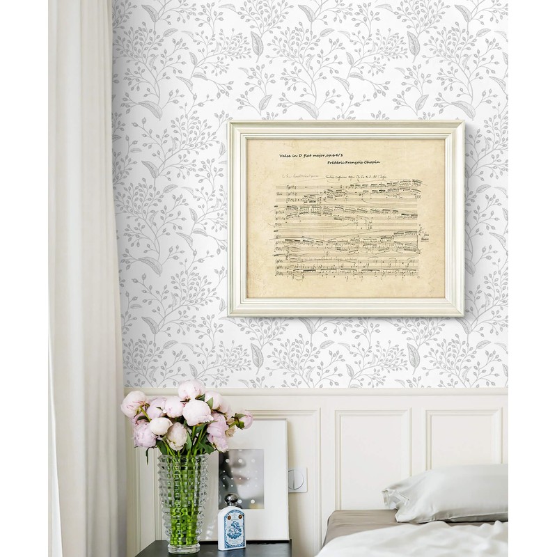 Heroad Peel and Stick Wallpaper White Contact Paper Sliver Floral