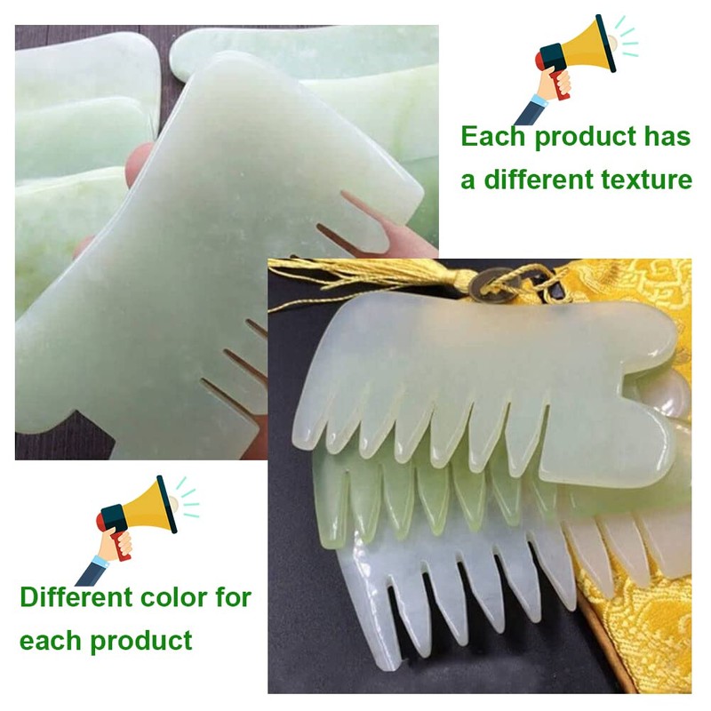 EQLEF Jade Gua Sha Scraping Massage Tool 2 Pcs Natural