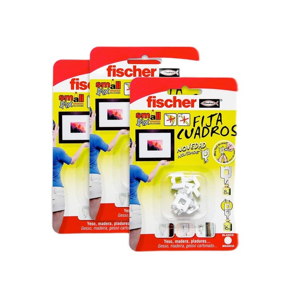Fischer - Pack of 24 White Picture for Hanging Pictures without Drilling Pack of 3 x 8 Pieces