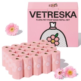 VETRESKA Dog Poop Bags Lavender Scented Pet Waste Bags Leak Proof & Extra Thick Waste Bags for Dog Walking and Cat Litter 300 Counts 20 Refill Rolls 9 * 13 inches