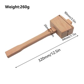 LIANCHEN Wood Hammer, Woodworking Hammer, Professional Woodworking Hammer, Woodworking Tool, Solid Beech, Impact Resistance, Crack Resistance for Chisels, Carved (Wood Colour, 320 mm)