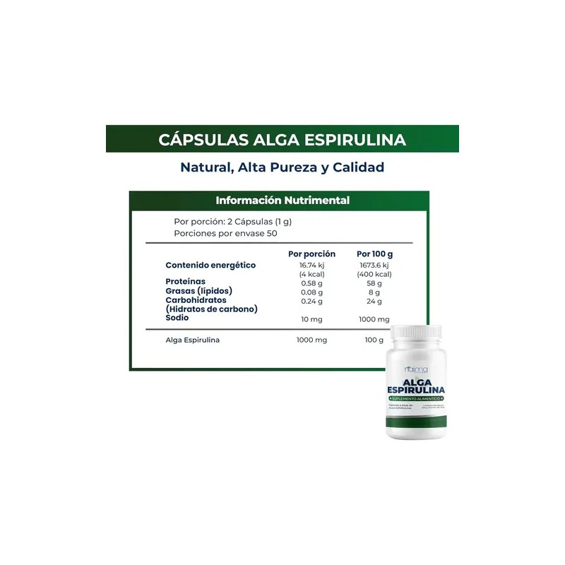 Alga Espirulina Orgánica 500 Mg Pack 3 Frascos Con 100