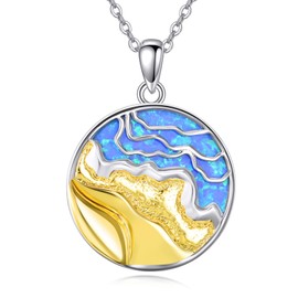 VENACOLY Wave Necklace 925 Sterling Silver Wave Ocean Pendant Jewellery Gifts for Women, Sterling Silver