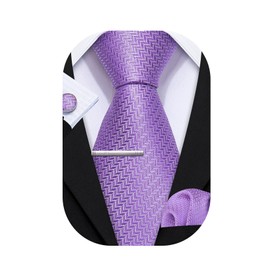 Barry.Wang Men Tie Solid Color Tie Pocket Square Cufflink Tie-Clip Set Formal Wedding Party Necktie for Men 8CM