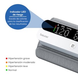 Beurer BM59 Baumanómetro de Brazo, Tensiometro Digital con Bluetooth, Indicador de Riesgos LED, Detección de Arritmias, Brazalete Ajustable 22-42 cm, 