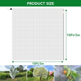 SWANGSA 2 Pack 10Ft x10Ft Large Fruit Tree Netting Cover with Zipper and Drawstring, Birds and Squirrels Barrier Netting Mesh for Garden Protection