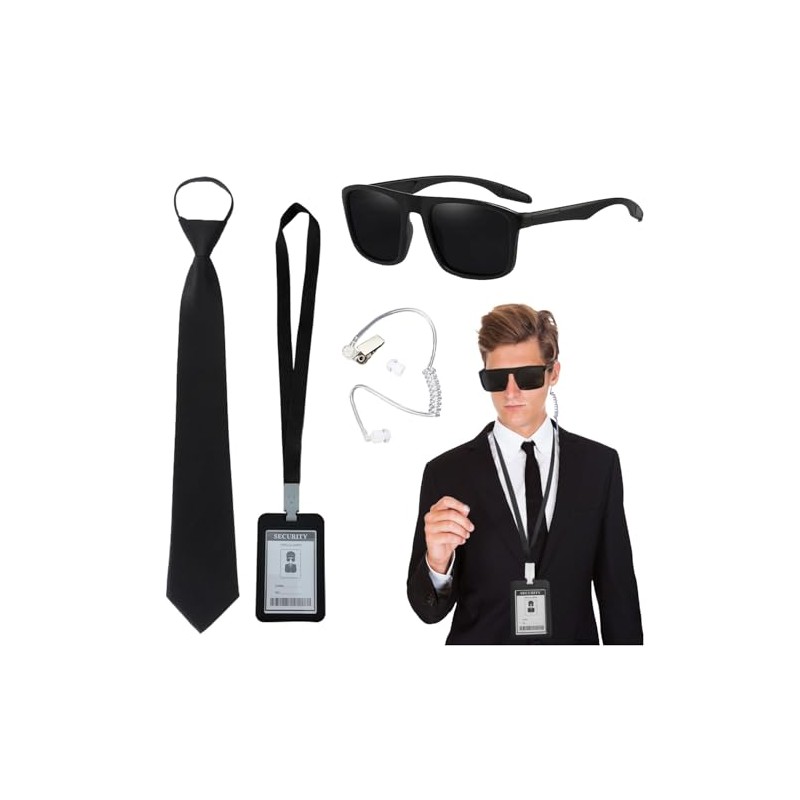 Agent Costume Set Secret Security Service Accessories Kit Includes Zipper