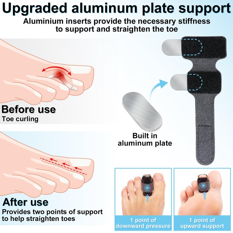 DLMDLM 4pcs Hammer Toe Straightener with Aluminum Plate, Adjustable Hammer