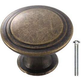 Kyrio Pack of 12 Drawer Knobs, Furniture Knobs, Drawer Handles, Vintage Antique Brass Furniture Knobs, Round Handle, Knob for Cupboard, Drawer, Kitchen, Dresser Doors (12, Dark Bronze)