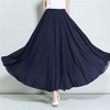 [syvent] Women's Chiffon Maxi Skirt, Spring, Summer, Elastic Waist, Lined,