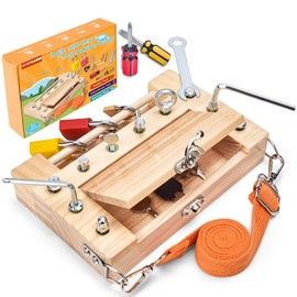 CGYUJISD Montessori Screwdriver Board -Lock and Key Toy Set for Kids, Storage Wooden Tools Preschool Sensory Toys for 3 4 5 +Year Old, Fine Motor Skills Toys