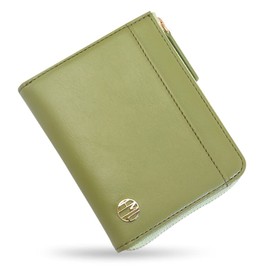 HAKATA NO MORI LEATHER Genuine Leather Mini Wallet, L-Shaped Zipper, Compact, Bifold Wallet, Box-Type, Coin Purse, Skimming, Magnetic, Prevention, Chabara, Multi-functional, Business, Leather, Cow