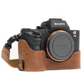 Megagear MG1130 Sony Alpha A7S II, A7R II, A7 II Genuine Leather Camera Half Case and Strap - Dark Brown