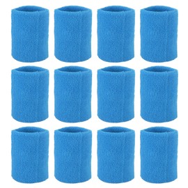 PATIKIL 12pcs 8x8cm Sports Wristbands Coton Terry Cloth Sweat Absorbing Bands for Tennis Basketball Training Athletic Running Dark Blue