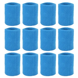 PATIKIL 12pcs 8x8cm Sports Wristbands Coton Terry Cloth Sweat Absorbing Bands for Tennis Basketball Training Athletic Running Dark Blue