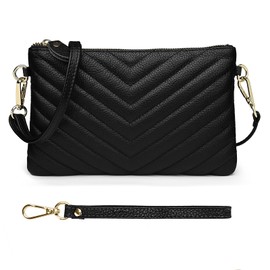 YALUXE Women's Genuine Leather Wristlet Purse Clutch Wallet with Crossbody Strap