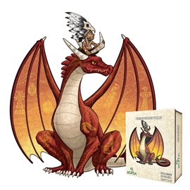 Little Fox Wooden Jigsaw Puzzles, Unique Animal Shape, Set with Wall Mounting Kits for Decoration, Best Gift for Teen and Adults (Kuta Dragon XL)