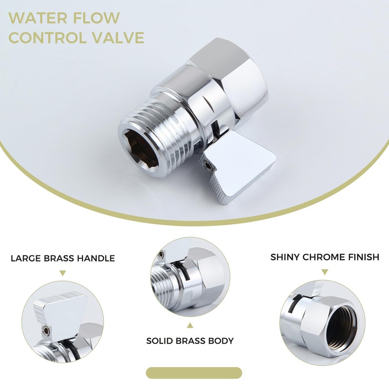 Aomasi Water Flow Control Valve, Solid Brass Shower Head Flow