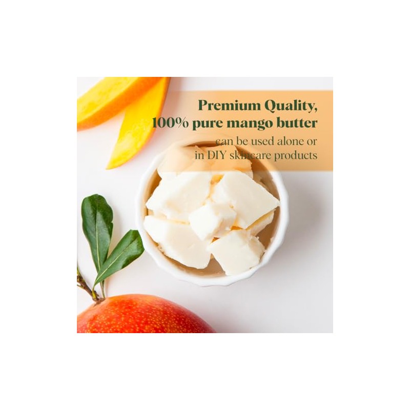 White Naturals- Mantequilla de mango sin refinar, 8 oz, humectante