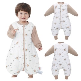 LAT LEE AND TOWN Baby Sleeping Bag Baby Sleep Sack Split Leg with Removable Sleeves, Baby Cotton Sleeping Bag, Winter Toddler Sleeping Bag (Wooden cabin,S)