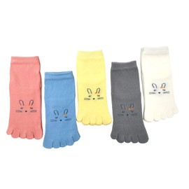 NECOTIA Cute Five Finger Socks with Ears, For Children, Kids, Five Finger Socks, Summer Set, Half Length, Anti-Slip, Sports, Cotton, Breathable, Athlete's Foot Prevention, Deodorizing, Deodorizing,,