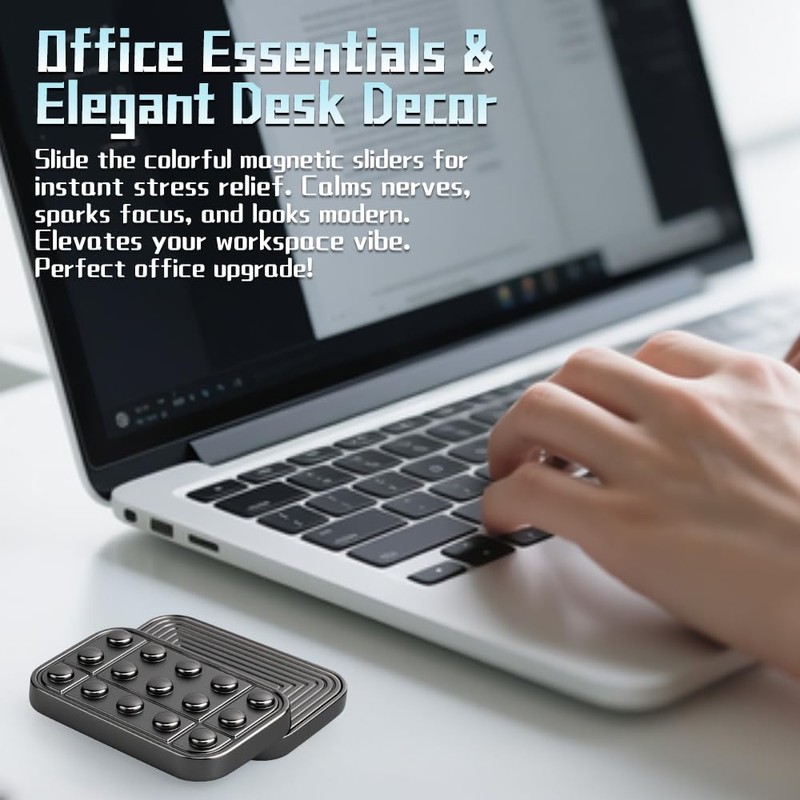 Fidget Slider Toy for Adults, Metal Magnetic Fidget Cliker Desk
