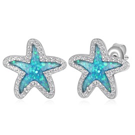 SCZKLAQ Starfish Earrings for Women 925 Sterling Silver Starfish Stud Earrings Ocean Starfish Jewelry for Women