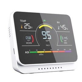 13 in 1 Portable Air Quality Monitor Indoor for Home, Car and Office Air Quality Tester for 6AQI,HCHO, PM2.5, PM1.0, PM10, CO2 Detector Air Quality Meter with Temperature, Humidity (Pearl White)