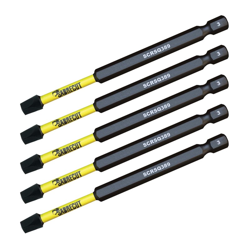 5 x SabreCut SCRSQ389_5 89mm SQ3 Square Magnetic Impact Screwdriver