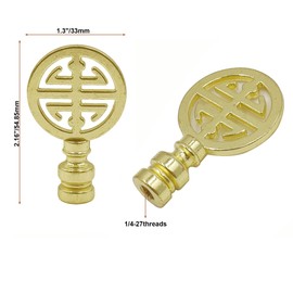 Lamp Finials,Chinoiserie Design Solid Metal Finials for Table lamps and Floor Lamps, Lamp Toppers Screw On Cap, Decorative Lamp Shades Top Nut, Oriental Lamp Shade Knob(2 pack) (Brass)