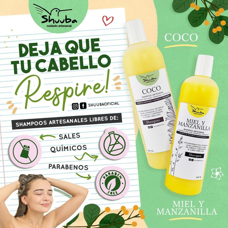Shampoo Natural Revitalizante - Hidrata, cuida, desenreda y nutre tu