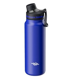 Membrane Solutions C3 Filtered Water Bottle, 32oz Stainless Steel Water Bottle with Replaceable ACF+UF Filter Cartridge, Portable Water Filter, Travel, Hiking & Camping for Clean Drinking Water(Blue)