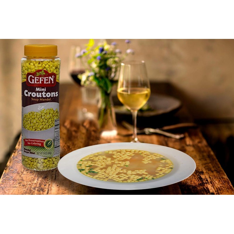 Gefen Mini Croutons Soup Mandel 14oz (2 Pack) Toasted Soup