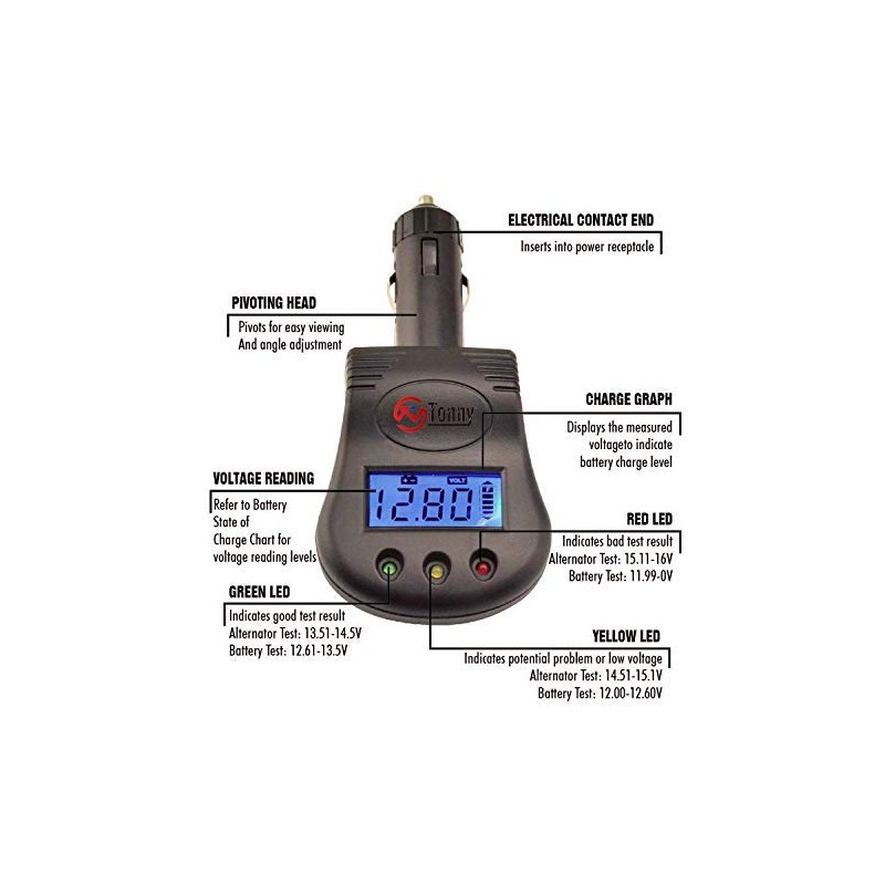 12V Plug in Car Battery and Charging System Tester, Test
