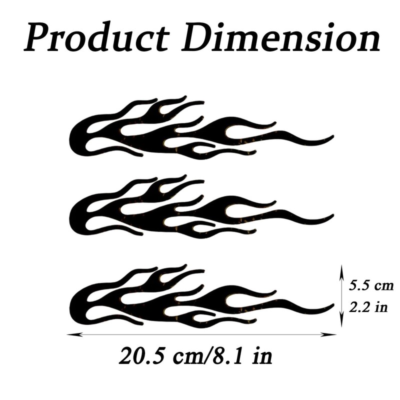 3 Pcs Black Flame Reflective Sticker Decal for Cars Motorcycle