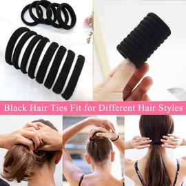 CJESLNA Elastic Hair Bands,100 Pcs Thick Hair Ties Hair Bobbles Ponytail Holder Headbands, 8 mm Soft Seamless Hairbands, No Metal Hair Bobbles Elastic Hair Bands for Women Men Girls Kids