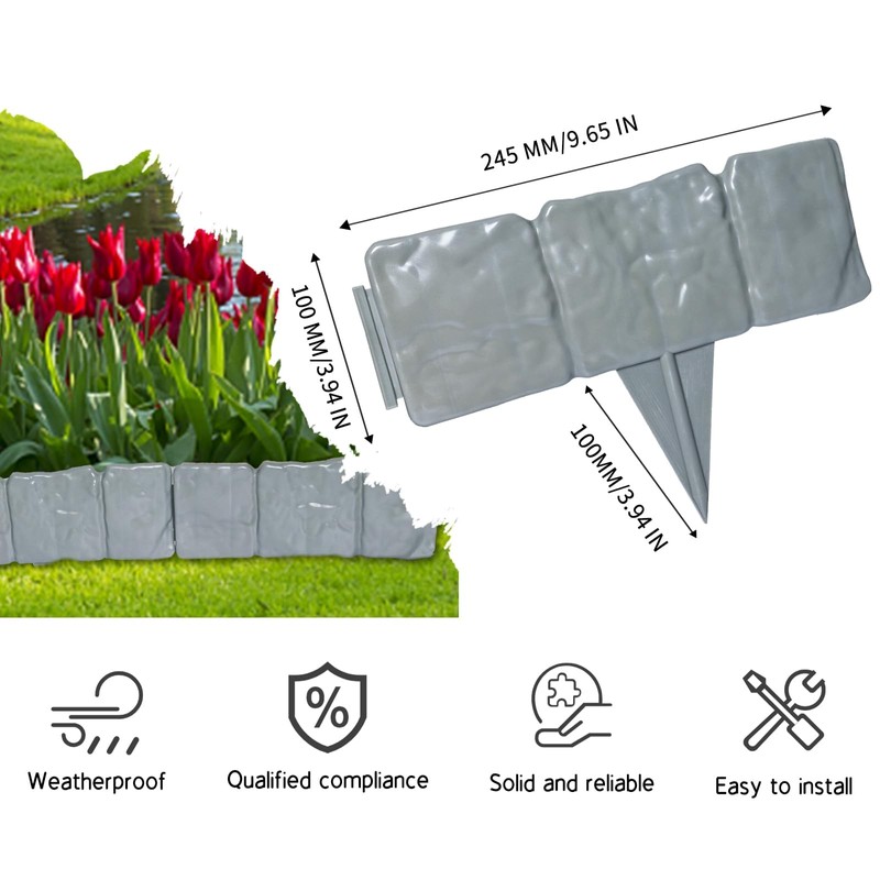 Garden Edging Border NO DIG, Imitation Stone Effect Garden Lawn