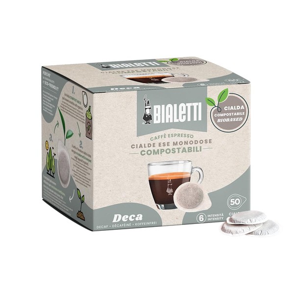 Bialetti Single Serving Pads Box of 50 Decaffeinato