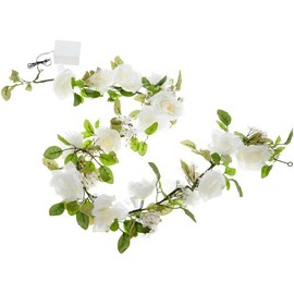 Wilton Lighted White Rose Garland