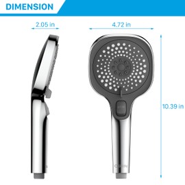 RV Shower Head with Hose and On Off Switch, 3-Spray Camper Water Saving and High Pressure Shower Head with Hose for RV, Camper, Van, Travel Trailer, Motorhome and Boat, Chrome and Dark Gray Finish