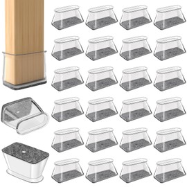 24 Pcs Chair Leg Floor Protectors Furniture Pads Floor Protectors Furniture Sliders for Protecting Hardwood/Tile/Laminate Floors from Scratches and Noise Rectangle Large Fit(L:38-50mm,W:19-25mm)